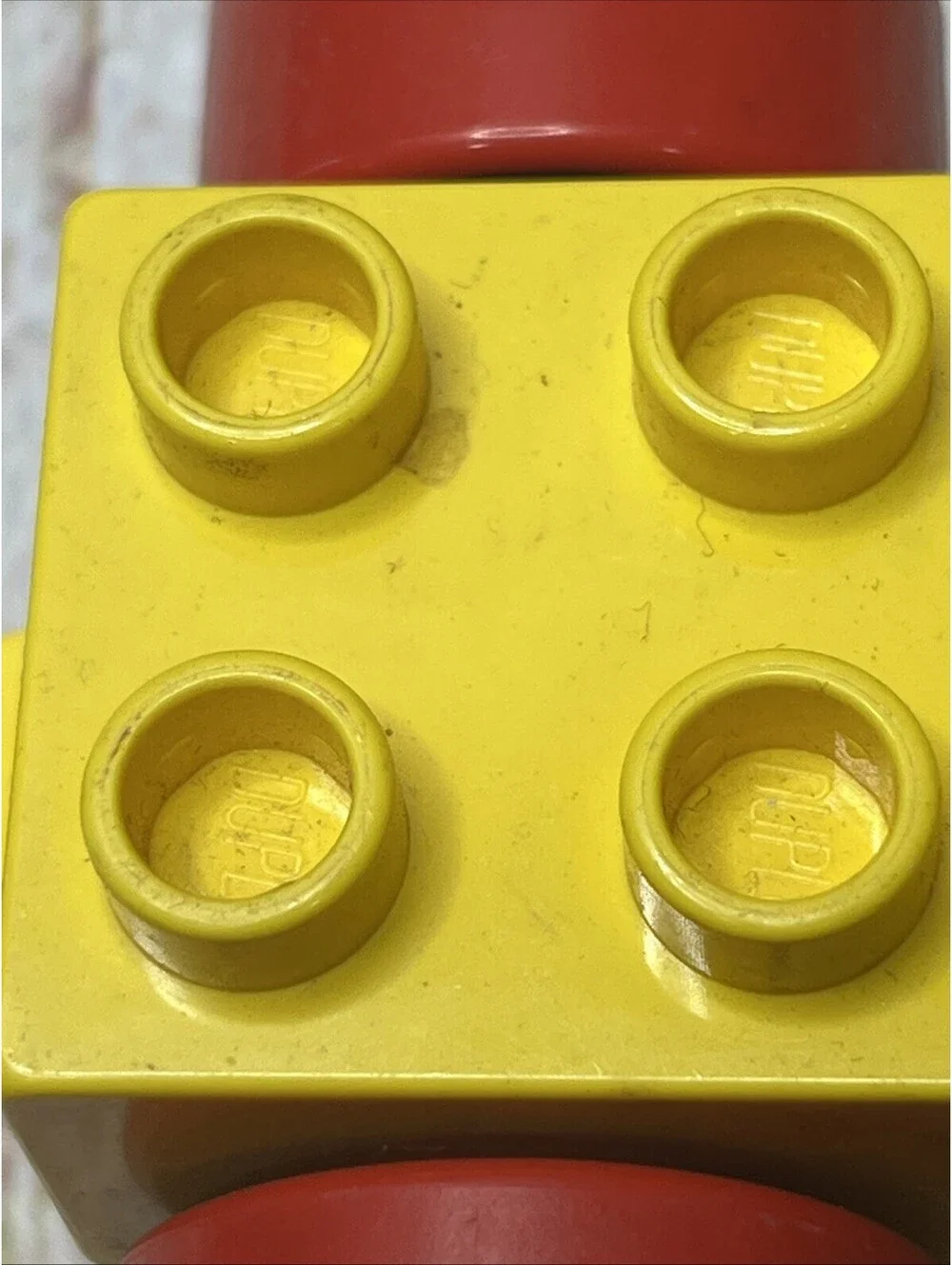 Lego Duplo - Lot Of 6 -2x6 Train Car Wheel Bases Pieces Red Yellow Brown